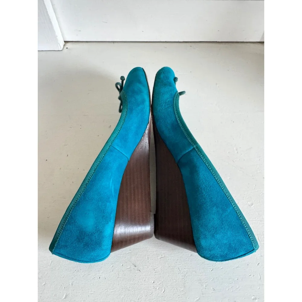 Tory Burch‎ Chelsea teal blue suede wedges size 8